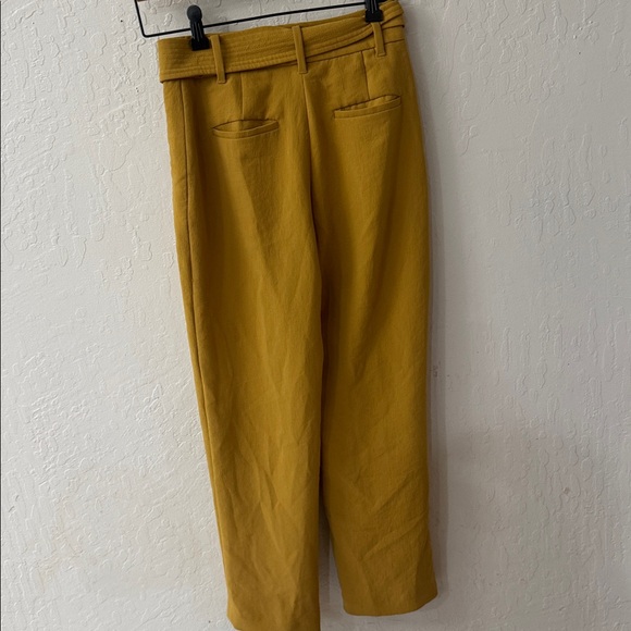 Wilfred Mustard Yellow Crepe Tie Front Zip Double Clasp Closure Ankle Pants 0 - Picture 6 of 8